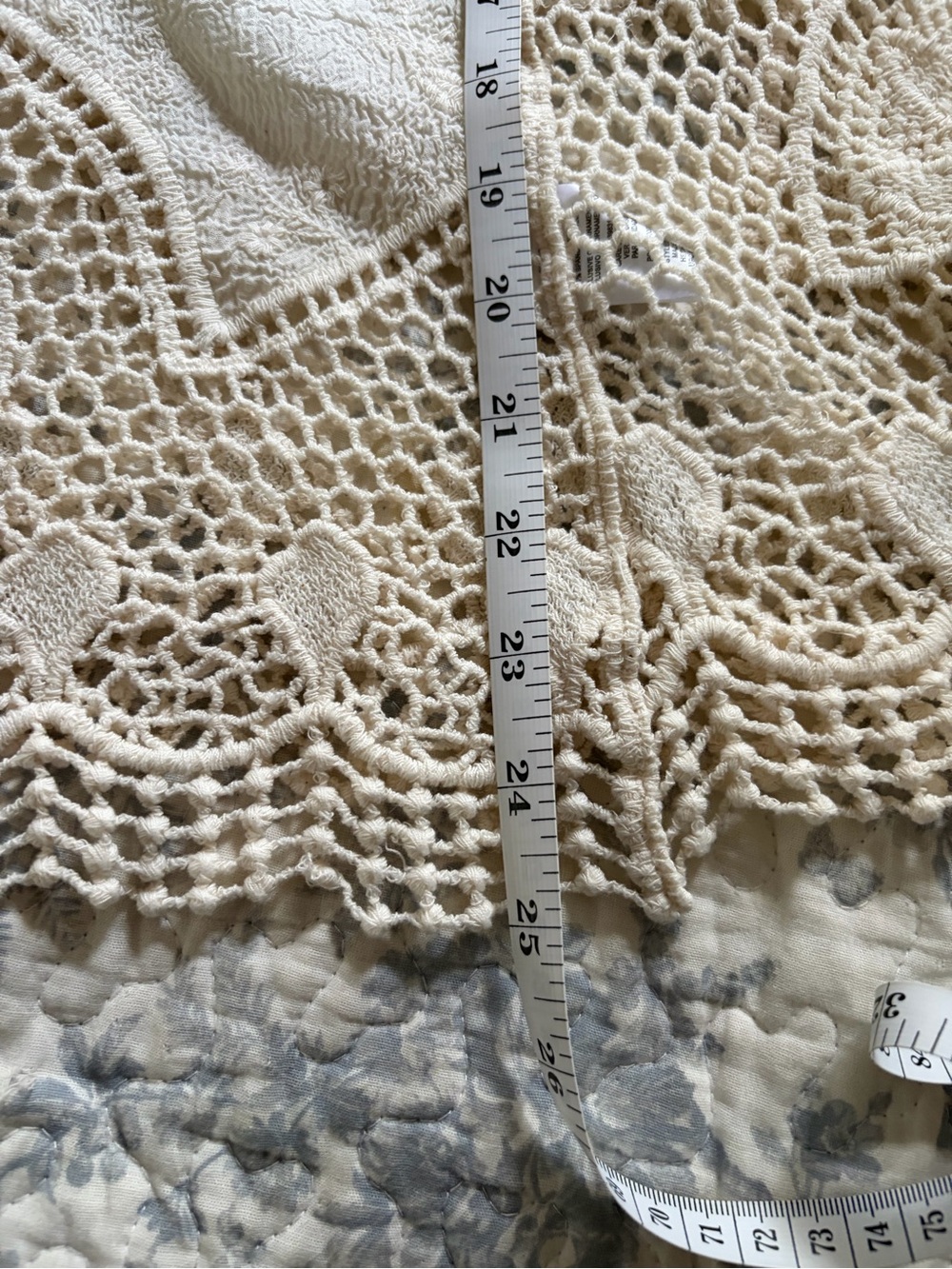 Democracy Cream Crochet Lace Yoke Blouse size large Boho - Picture 7 of 11